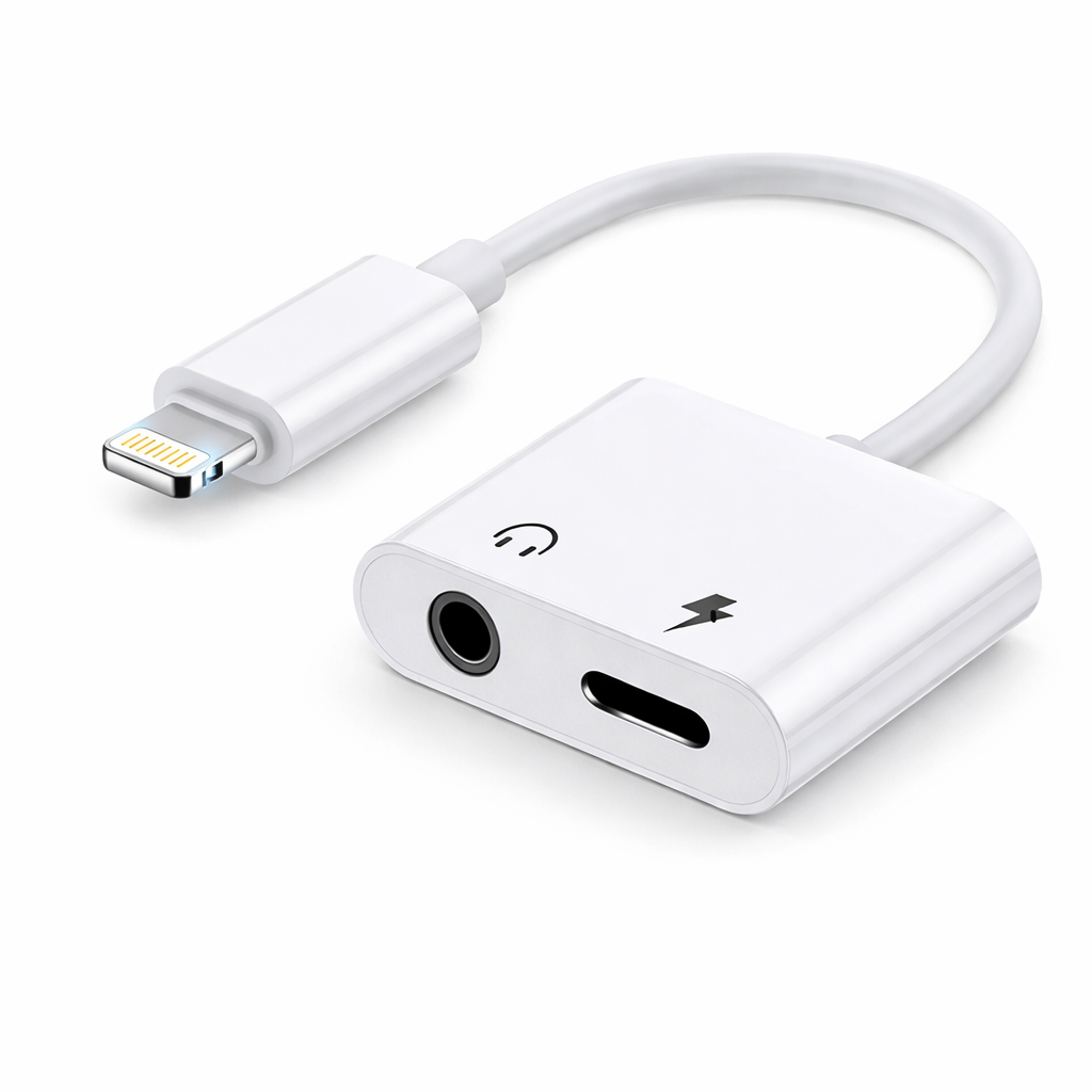 Lightning to 3.5mm Headphone Adapter with Charging – Audio + Fast Charge Splitter for iPhone