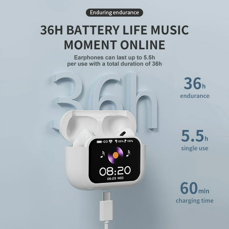 Wireless Earbuds Bluetooth Headphones, Ear Buds with Touch Screen, ANC ENC Noise Cancelling Transparency Mode, 56H Stereo Deep Bass, IPX7 Waterproof, Clear Calls, 7 EQ for iOS Android