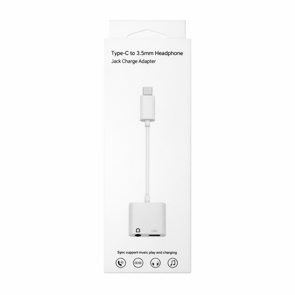 USB-C to 3.5mm Headphone Jack & Charging Adapter – Audio + Fast Charge Splitter