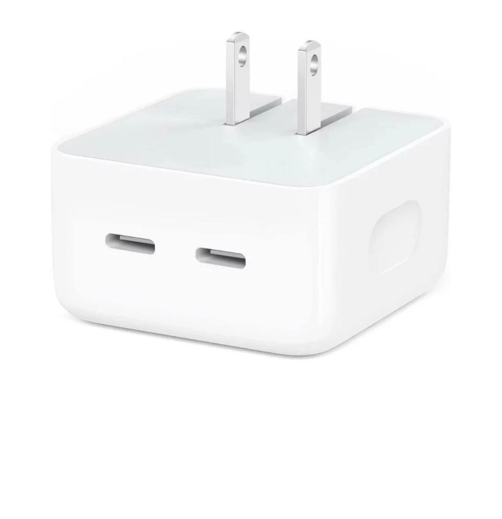 35W Dual USB-C Port Compact Wall Power Adapter for iPhone & Samsung White