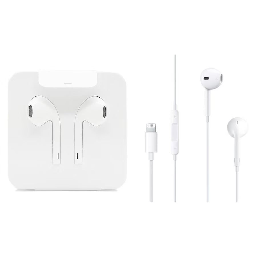 White Wired Headphones Lightning Connector For IPhone with Built-in Microphone