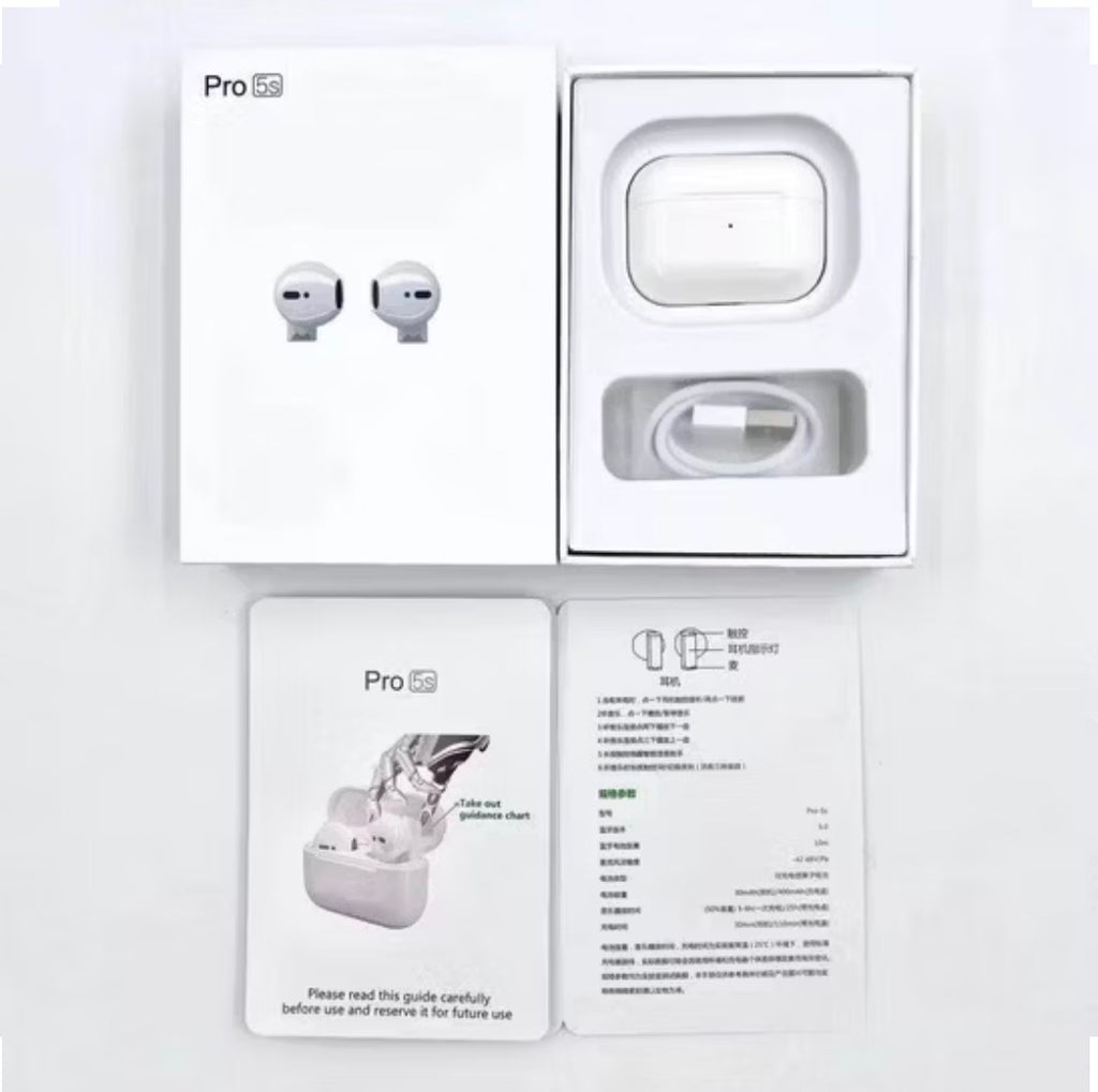 Mini Pro 5s Earbuds, TWS Headphones, Bluetooth, Wireless Rechargeable Case, NEW!