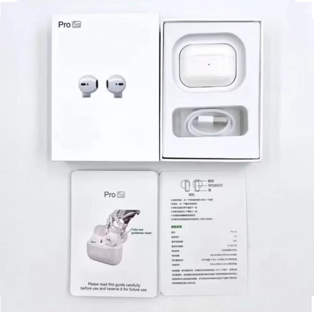Mini Pro 5s Earbuds, TWS Headphones, Bluetooth, Wireless Rechargeable Case, NEW!