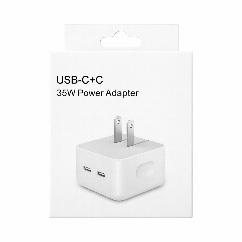 35W Dual USB-C Port Compact Wall Power Adapter for iPhone & Samsung White