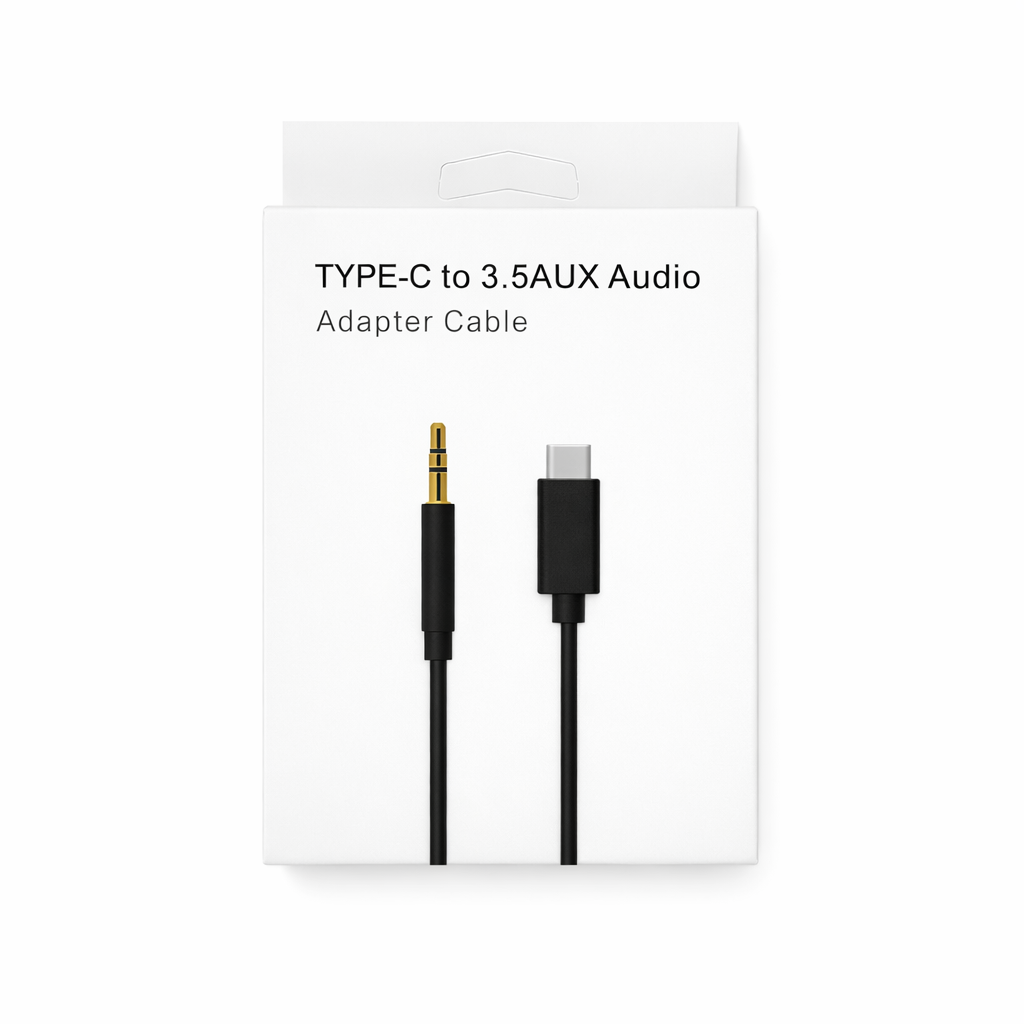 USB-C to 3.5mm Audio Cable – Hi-Fi Sound, Gold-Plated Jack, Durable Black Aux Cord for Android, iPad & Type-C Devices