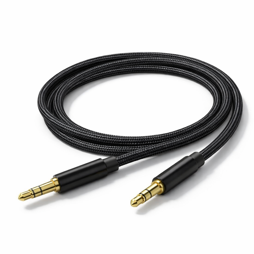 Premium 3.5mm AUX Audio Cable – Braided Nylon, Gold-Plated Connectors, Universal Headphone & Car Stereo Cable