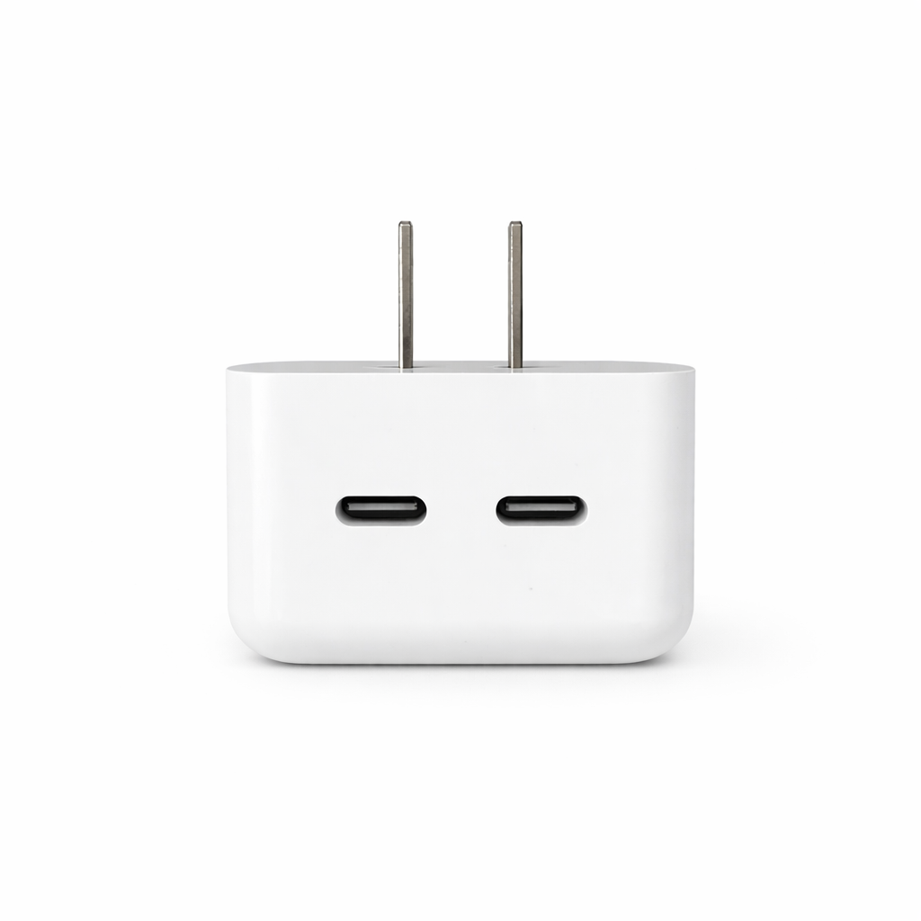 35W Dual USB-C Port Compact Wall Power Adapter for iPhone & Samsung White