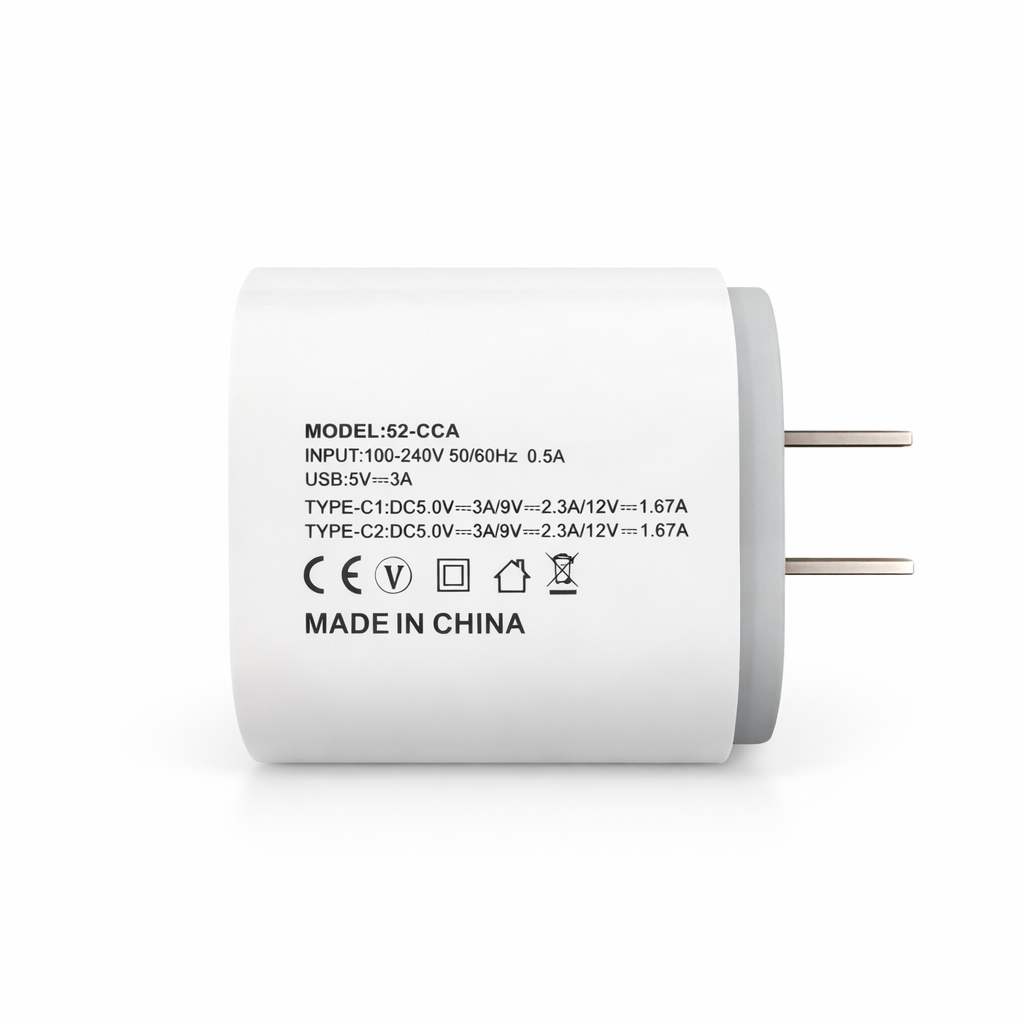 60W PD 3.0 Fast Charging Wall Charger – USB-C & QC 3.0 Power Adapter