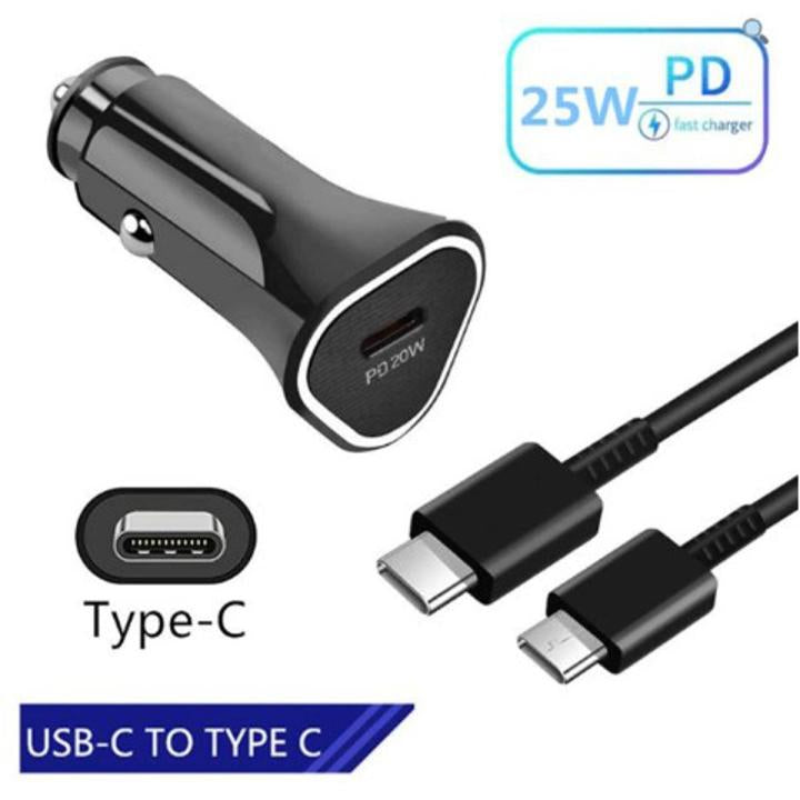 25W Super Fast Car Charger + 6Ft Type-C Cable For Samsung & iPhone