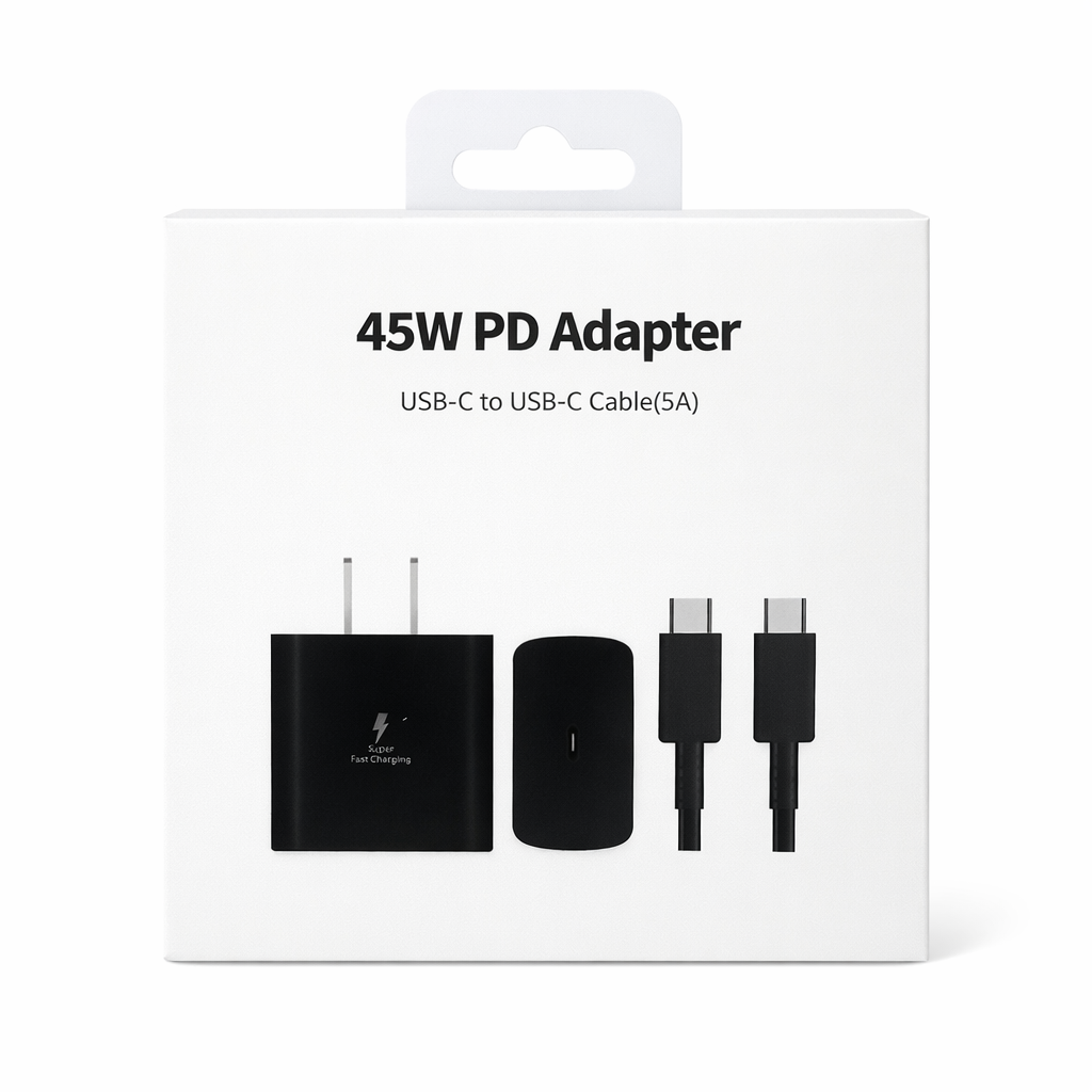 45W USB-C Fast Charger + 5A Cable – PD 3.0 Super Fast Wall Adapter