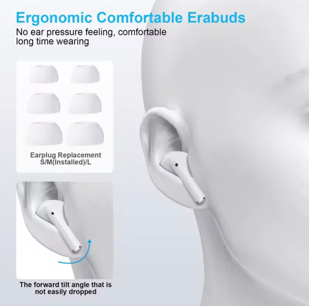Wireless Earbuds Bluetooth Headphones Unbranded White with Charging Case (SEALED NEW)