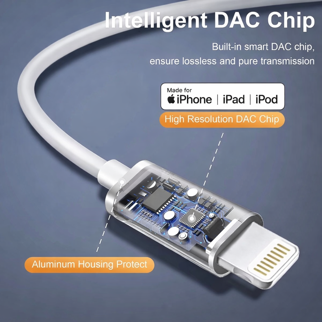 Wired Lightning Earbuds with Microphone & Volume Control – In-Ear Headphones for iPhone, Clear Sound & Comfortable Fit