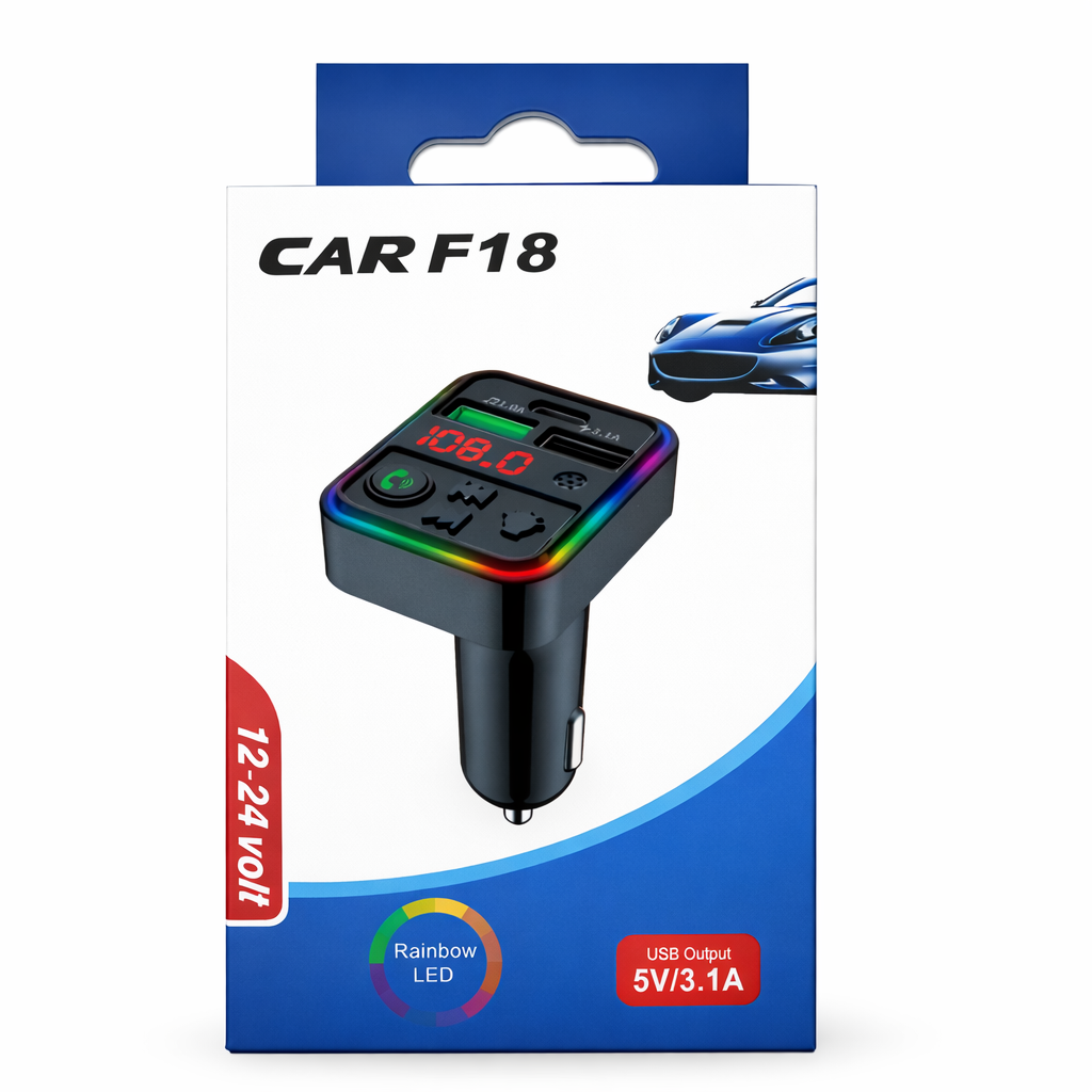 Bluetooth Car FM Transmitter Adapter, Hands-Free, USB Charger, AUX Audio