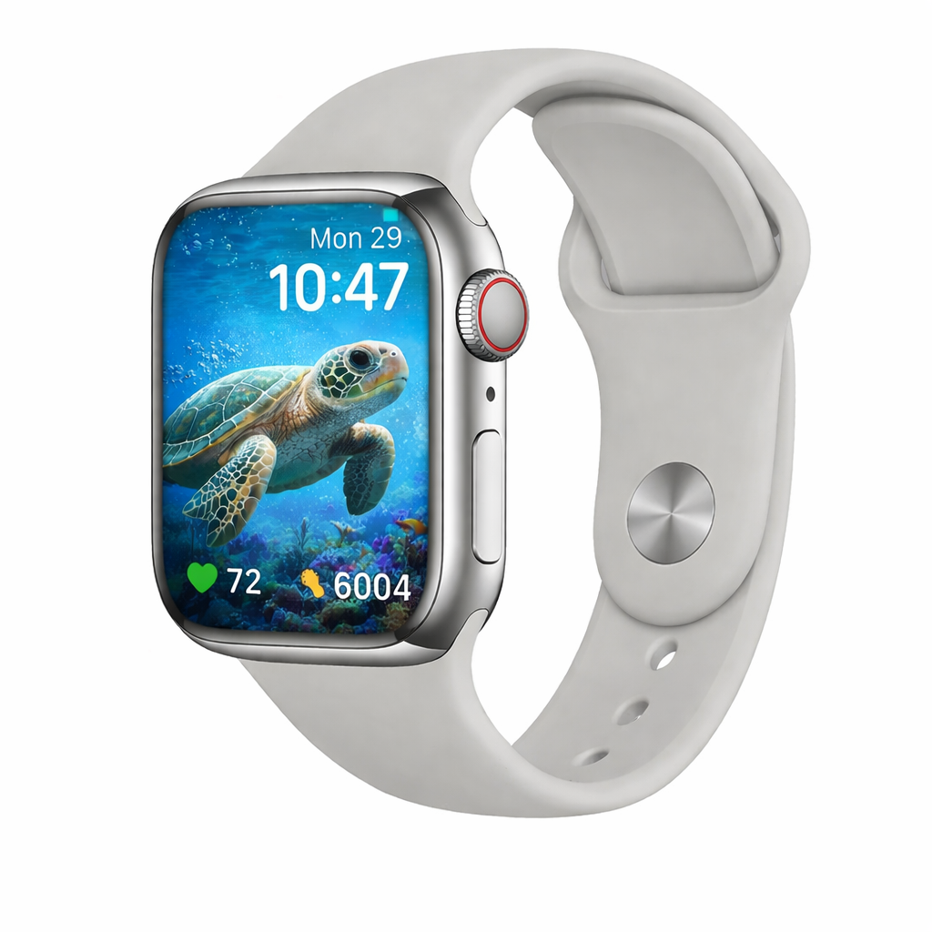 Baqitronix Smart Watch 2.19″ HD Display | Bluetooth Calling | IP67 Waterproof | Heart Rate Monitor | NFC | Wireless Charging (Grey)