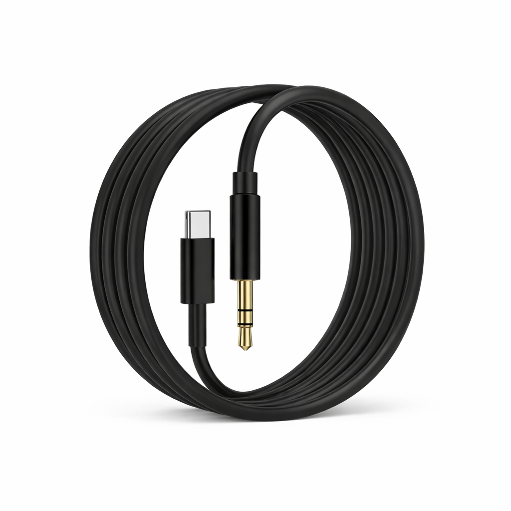 USB-C to 3.5mm Audio Cable – Hi-Fi Sound, Gold-Plated Jack, Durable Black Aux Cord for Android, iPad & Type-C Devices